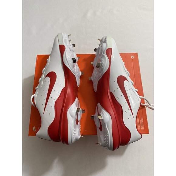 New Mens Size 15 White Red Nike Alpha Huarache Varsity 4 Low Baseball Cleats main image 10